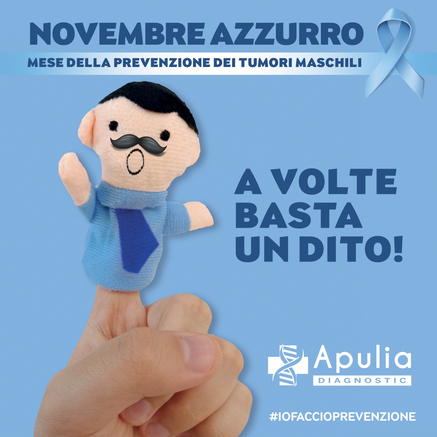 Comincia il “Novembre Azzurro”, dopo il mese Rosa dedicato alla prevenzione del tumore al seno che vede coinvolte le donne, a novembre dedichiamo un intero mese alla prevenzione della salute maschile, principalmente alla prevenzione del tumore alla prostata, del tumore alla vescica e del tumore al testicolo. Apulia Diagnostic anche quest’anno abbraccia la campagna nazionale di sensibilizzazione per la prevenzione dei tumori maschili e delle patologie dell’apparato genitale sia nei giovani che nei meno giovani.